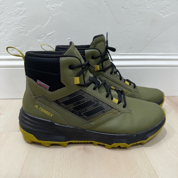 Adidas Terrex Unity Leather Mid COLD.RDY Hiking Shoes Men's 11 Olive Green - Picture 2 of 13